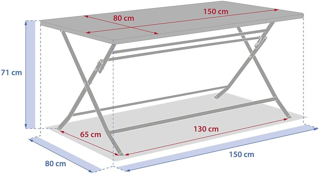jardinito - Greensboro - table pliante rectangulaire 6 places - acier epoxy antirouille