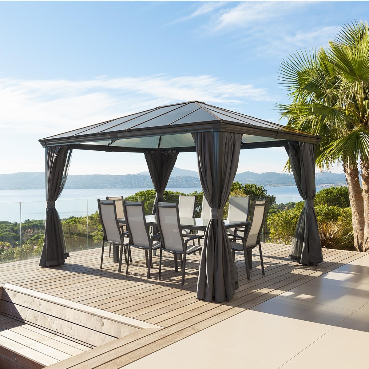 jardinito - Tonnelle Belize Graphite - 5 places - polyester acier epoxy anti-rouille