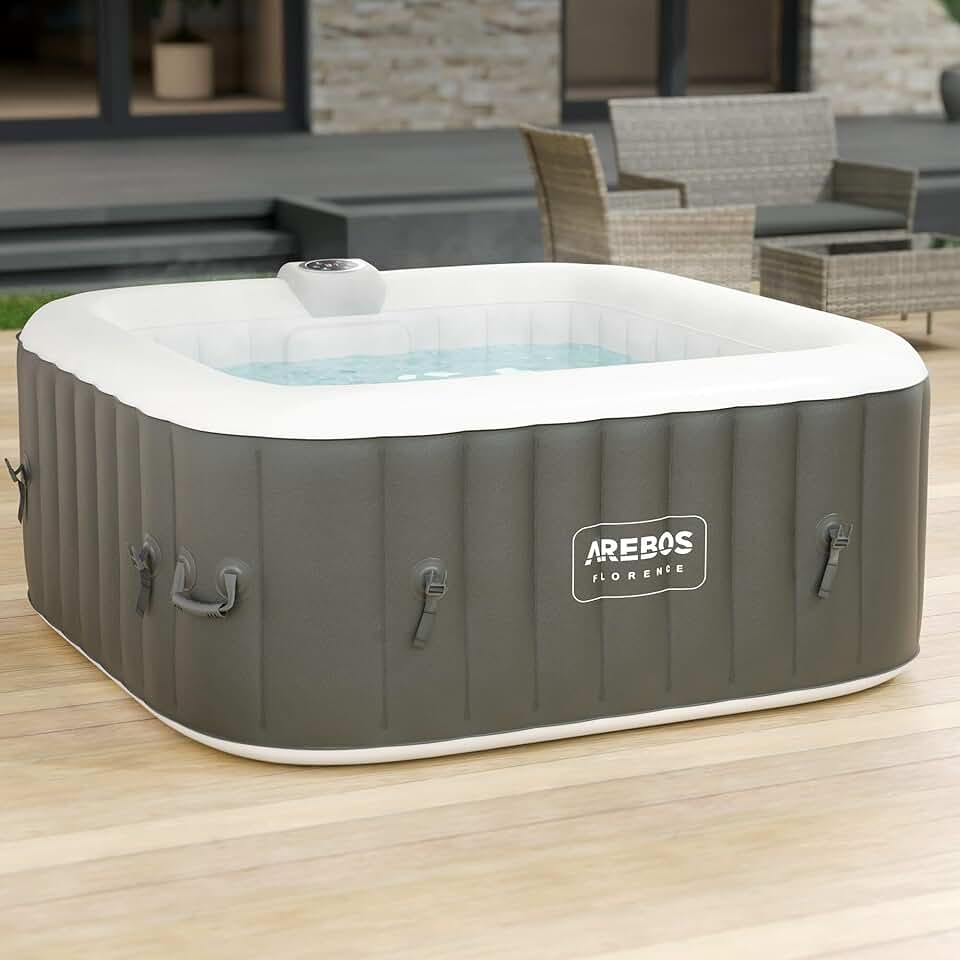 jardinito - Spa gonflable carré 154x154cm - 4 personnes, 100 jets, 600L