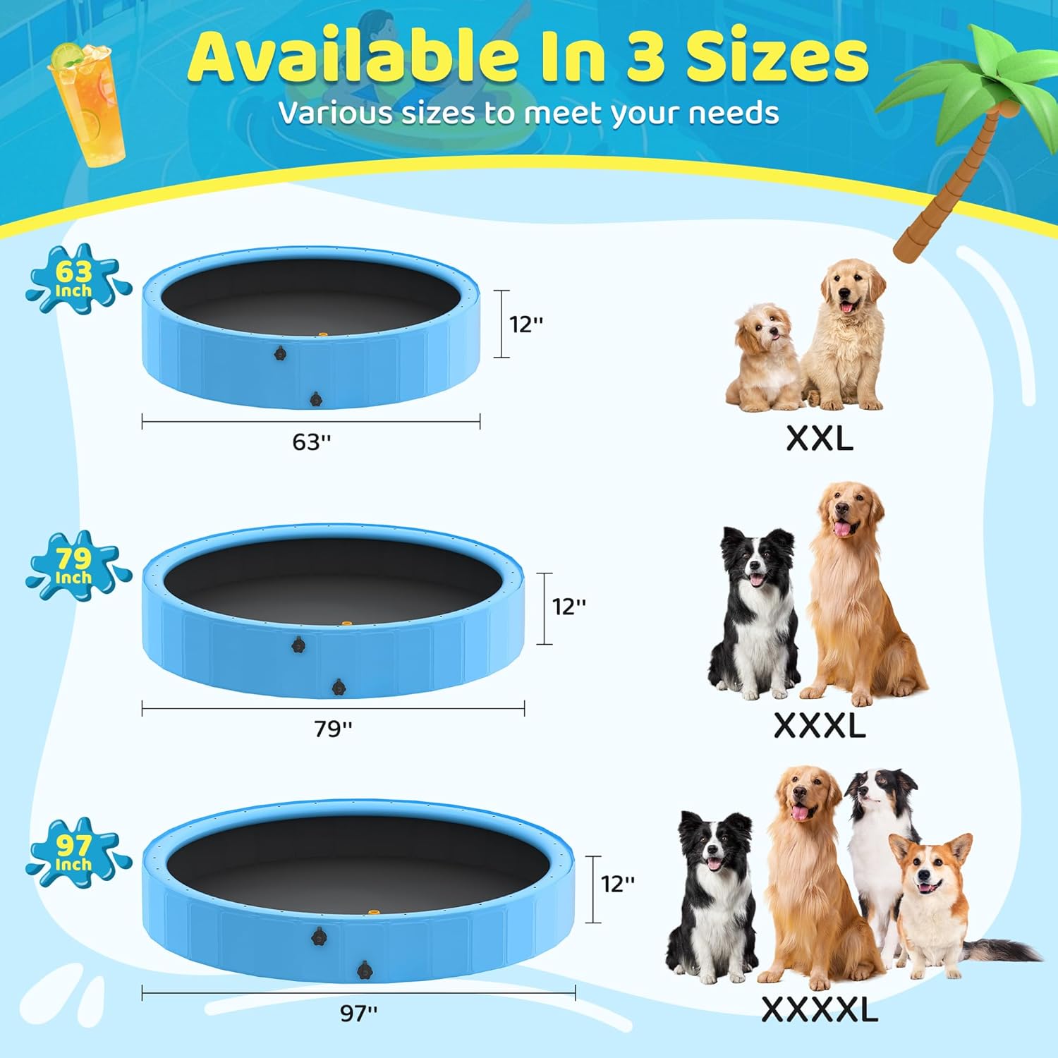 Piscine pour Chien Pliable avec Sprinkler, Grande Piscine Chien 160 cm Antidérapante en PVC avec Jet d’Eau pour Jardin et Extérieur