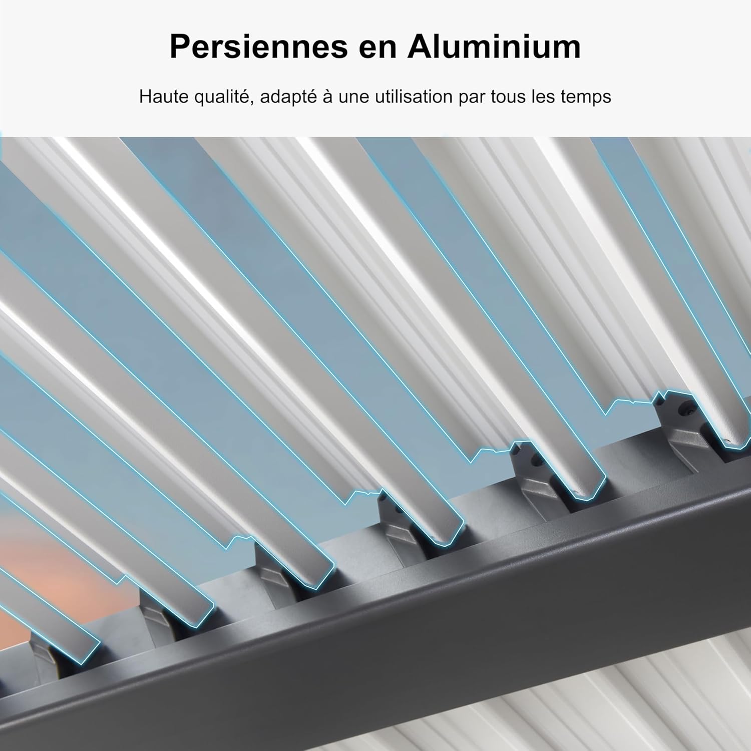 jardinito - Pergola Bioclimatique - 6,35x3,5m - Aluminium, éclairage, lames orientables, poteaux blancs