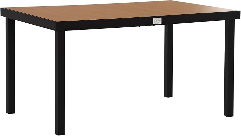 jardinito - Table à manger jardin, 140x90x74 cm, aluminium bois naturel