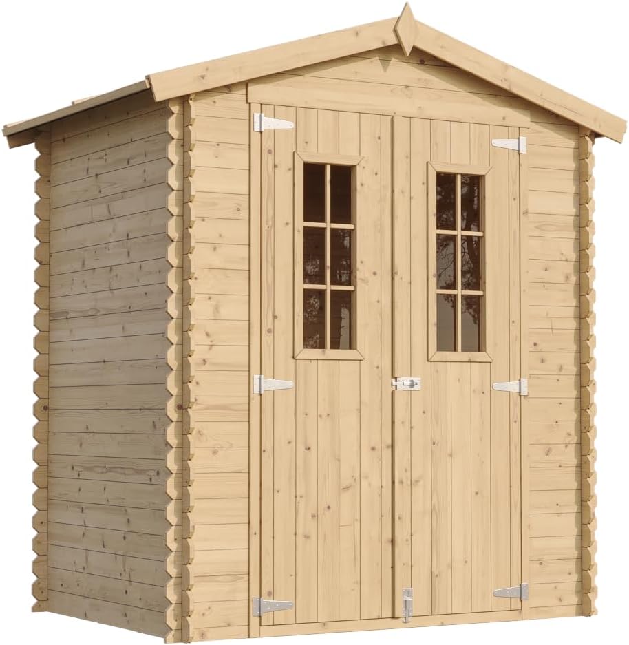 Abri de Jardin en Bois avec Sol TRAITÉ - Stockage extérieur I196xL136xH218 cm/ 1.98 m2 Petit abri à Outils, Local à vélos - jardinito M367C+M367G