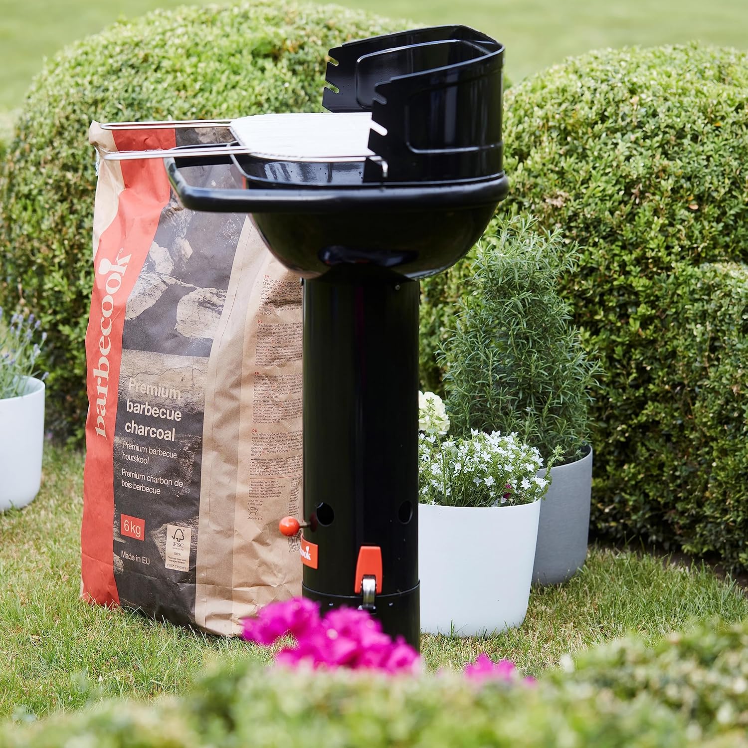 Barbecue charbon - acier émaillé Ø56x34 cm - noir - cuisson polyvalente