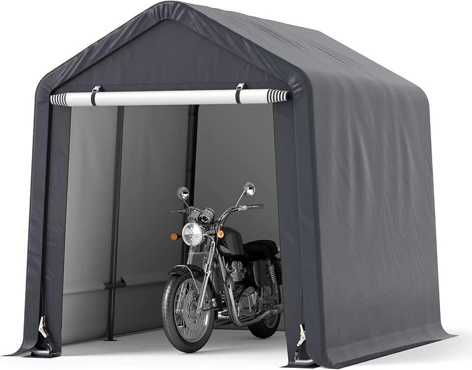jardinito Abri de Vélos Extérieur de 240 x 195 x 214 cm, Abri de Garage Portable pour Motos Housse Imperméable avec Porte à Fermeture Éclair Enroulable, Tente de Rangement pour Jardin Cour