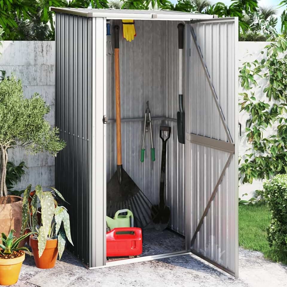 jardinito - abri de jardin acier galvanisé - 118,5x97x209,5 cm - gris