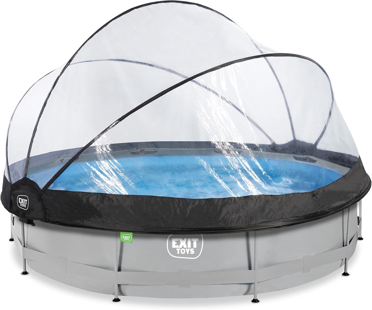 jardinito Piscine Tubulaire Soft Grey avec Dôme Multifonctionnel - ø360x76cm - Piscine Hors Sol Ronde avec Pompe Filtrante à Cartouche - Entrée Basse - Pour l'Eau de la Piscine Propre et Chaude - Gris