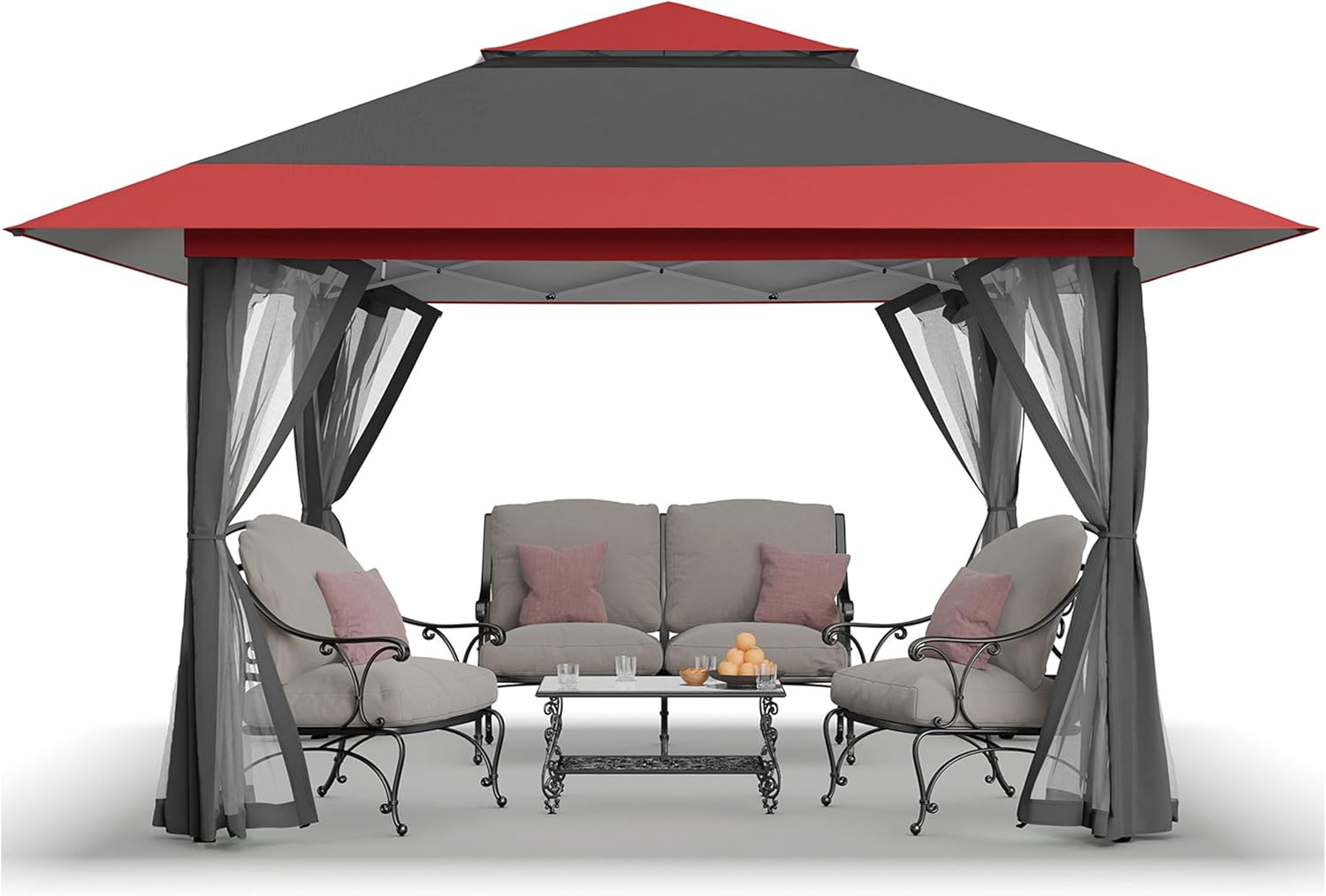 jardinito - tonnelle série pop up - 4x4m - imperméable, hauteur réglable, double toit, côtés zippés, sac transport