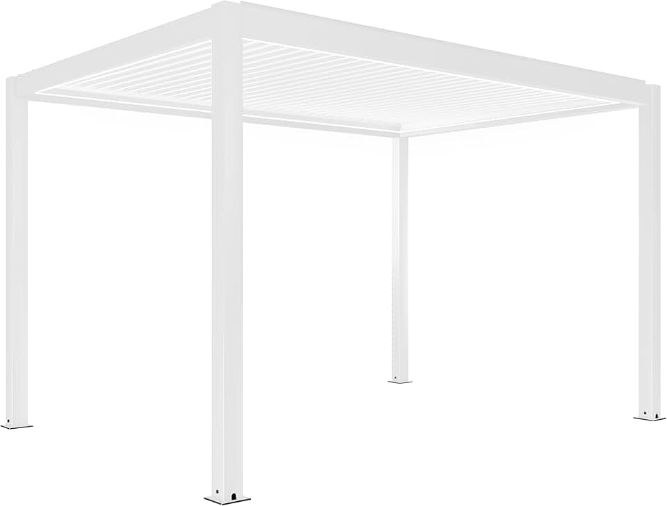 jardinito - Pergola bioclimatique motorisée éclairage - 3x4 m - Blanc