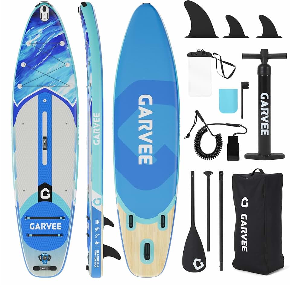 jardinito Sup Gonflable 10'6'' (323x81x15cm) – Large et Stable, Surface antidérapante EVA – Capacité 200 kg – 3 ailerons – Accessoires Inclus – Taille : 323 * 81 * 15