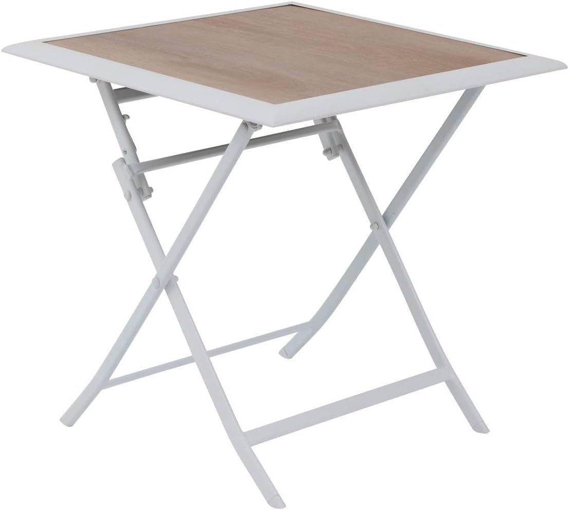 jardinito - Azua - 70x70 cm - table pliante 2 places aluminium Blanc