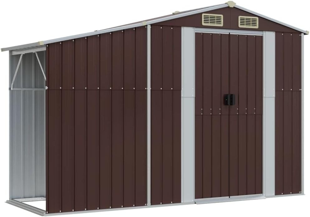 Abri de jardin métal - organisateur acier toit incliné bunker charbon - 277x93x179cm