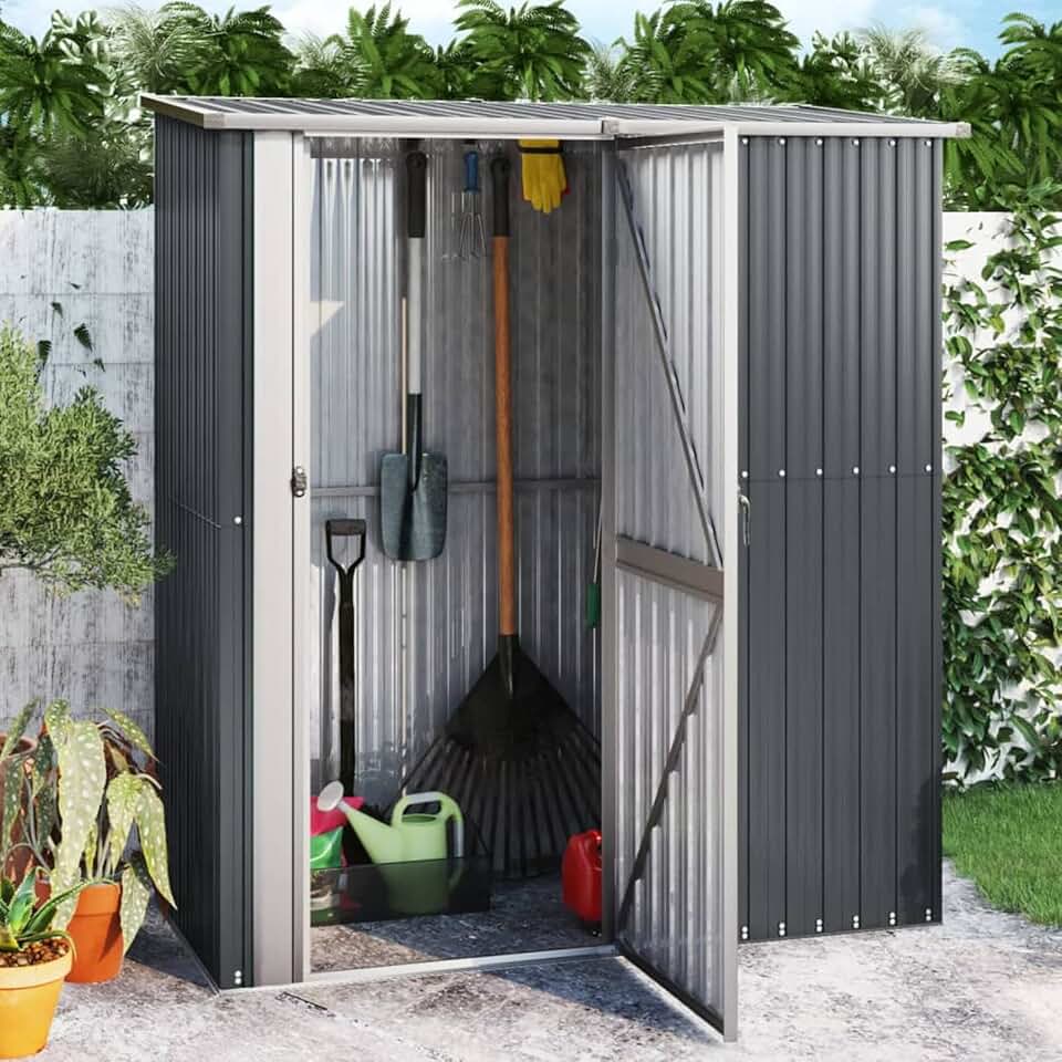 jardinito - abri de jardin acier galvanisé - 180,5x97x209,5 cm - anthracite - jardinito