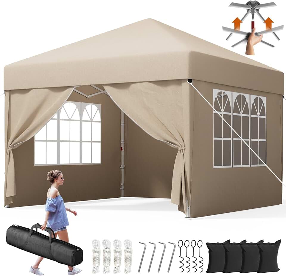 jardinito - tonnelle pliante 3x3m - imperméable, 4 parois, UV 50+