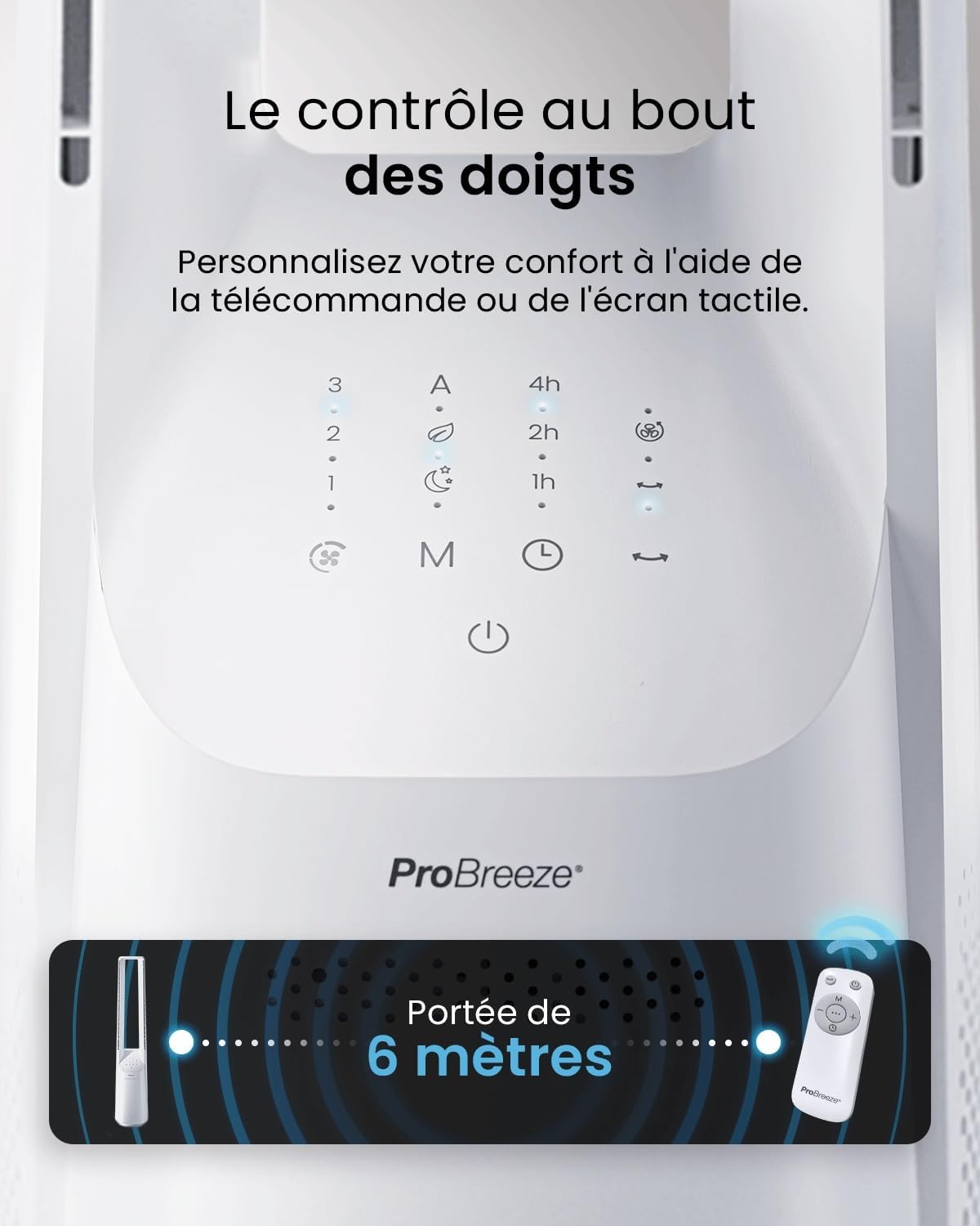 jardinito - Ventilateur Tour WiFi Intelligent 101cm - Silencieux, LED, télécommande, 6 vitesses, oscillation