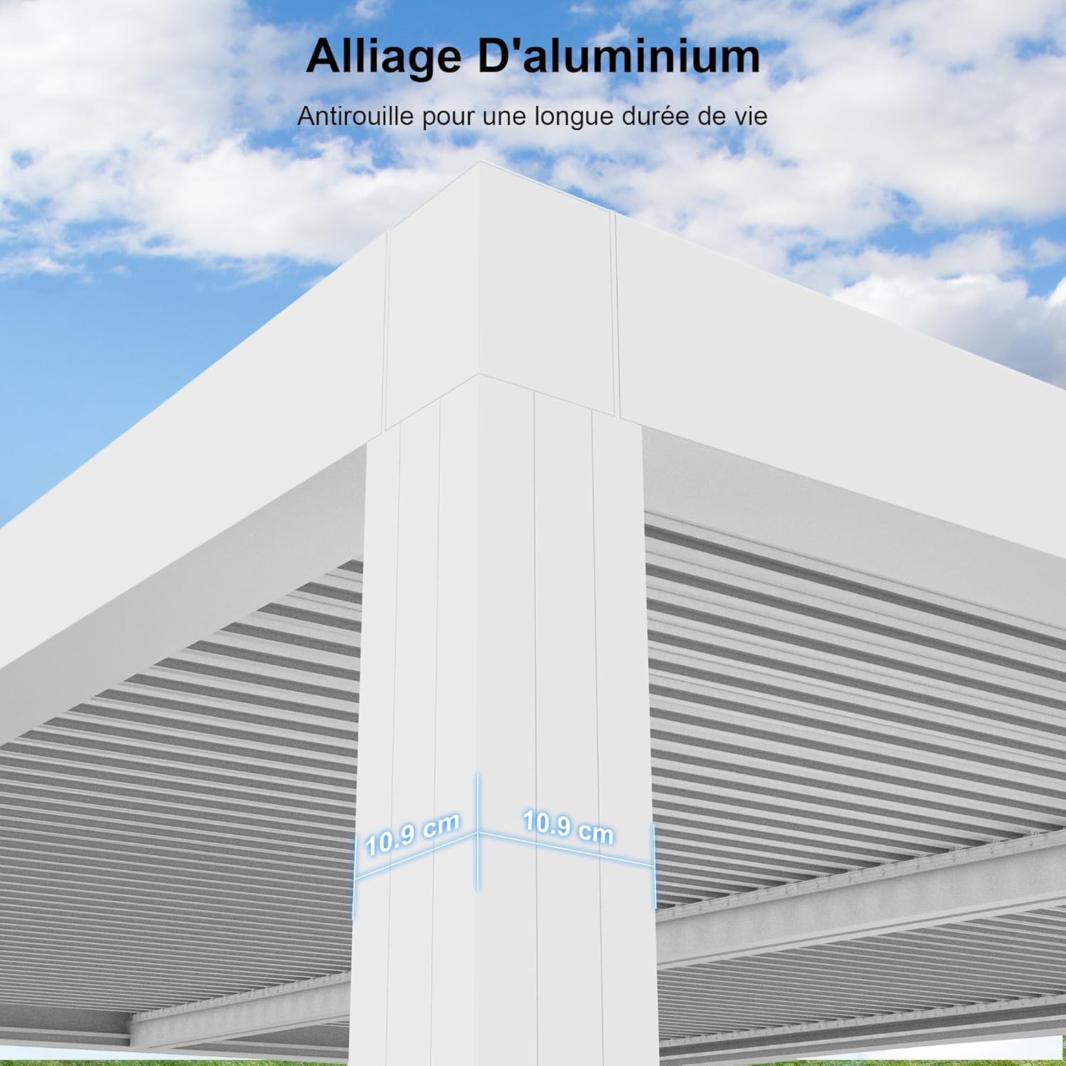 jardinito - pergola bioclimatique - 4,24x3m - aluminium, stores enrouleurs, lames orientables