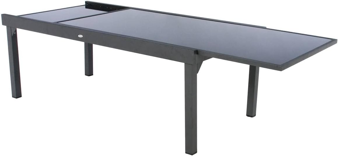 jardinito - Piazza extensible - 12 places - aluminium/verre renforcé - gris graphite