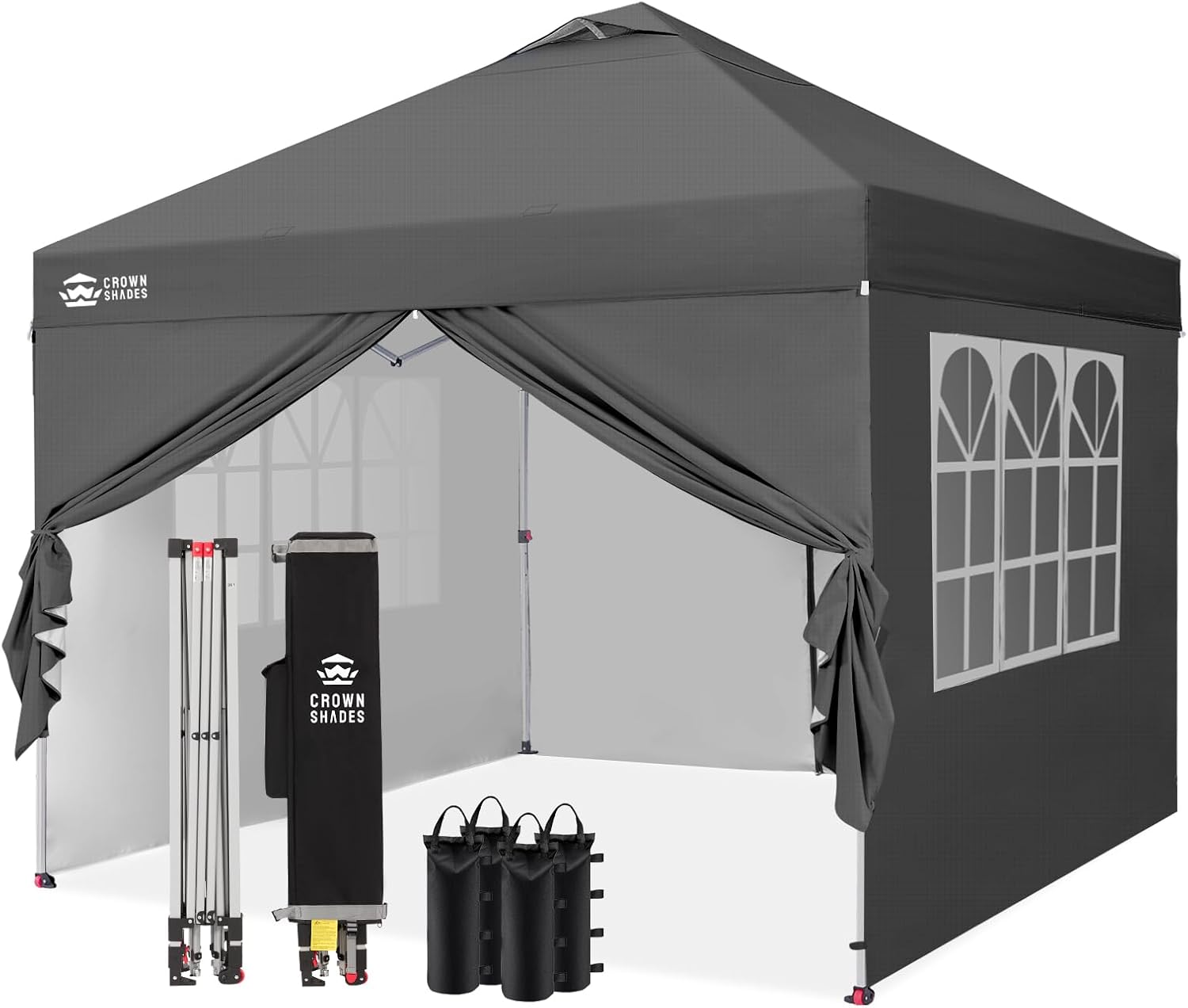 jardinito Tonnelle Pliante 3x3 Imperméable, Barnum Pliant de Jardin Exterieur, Pop-Up Gazebo avec Sac de Rangement, UPF 50+, avec 4 Parois Latérales Amovible, 4 Sac de Sable, Gris