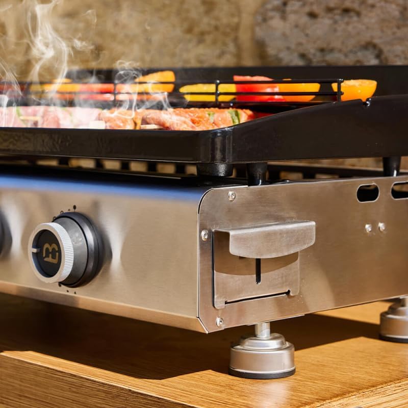 Favex - Plancha Silvia II Evo - 67x34 cm - 3 feux, fonte émaillée Stable Flame, 8-10 convives, Clear Flow
