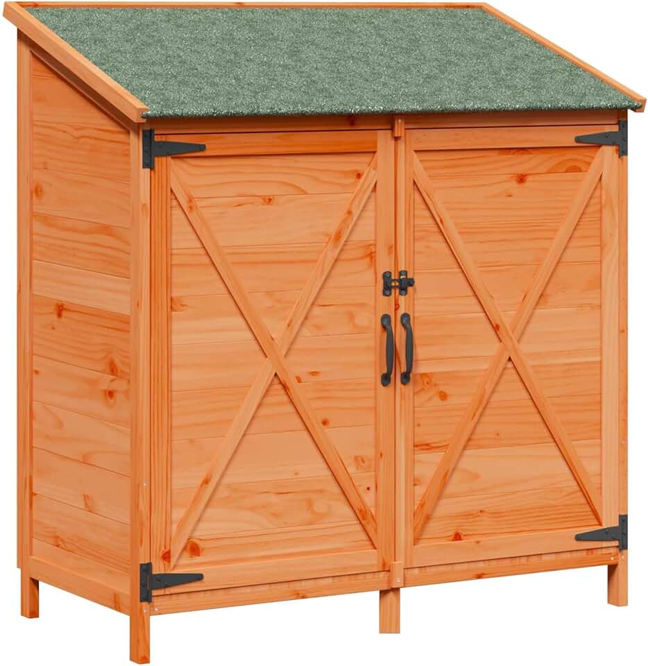 jardinito - Abri de jardin bois, 106x56x113,5 cm, rangement spacieux, résistant intempéries