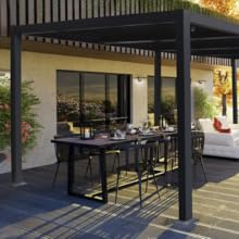 Pergola bioclimatique "Windsor" en aluminium - 3 x 6 m - Gris