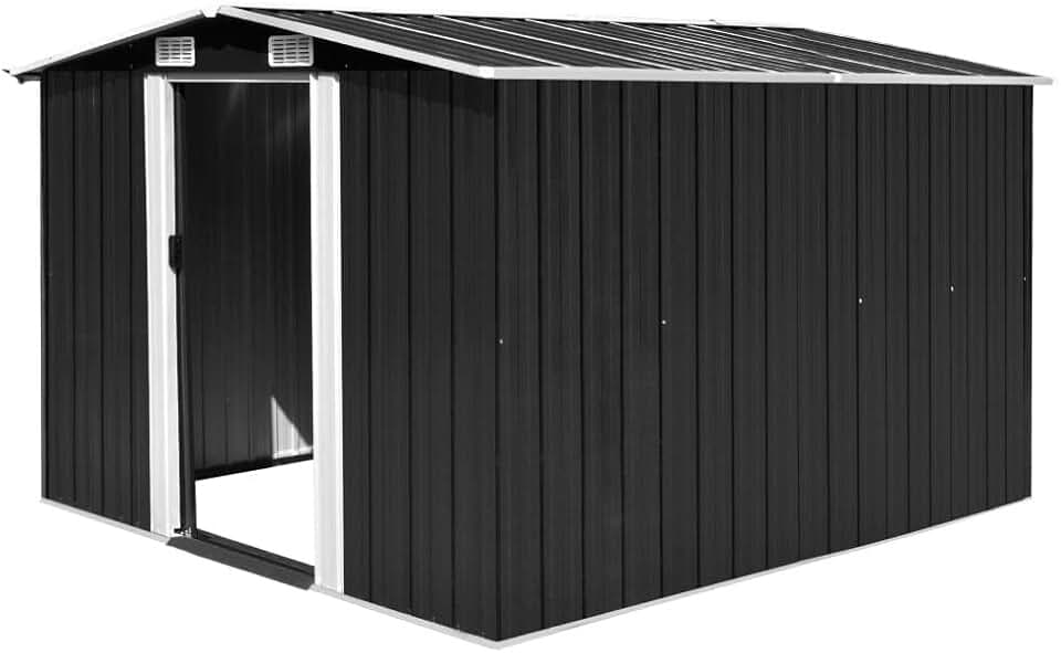 jardinito - abri de jardin métal anthracite - 257x298x178cm - rangement extérieur