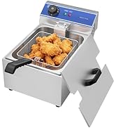 jardinito Friteuse électrique Professionnelle Inox unique réservoir 6L Huile, 3000W, 1 Paniers à Fr...