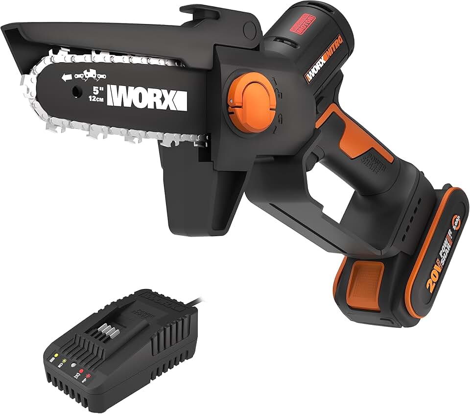 jardinito - Mini tronçonneuse brushless 20V, guide 12cm, coupe 10cm, WG325E
