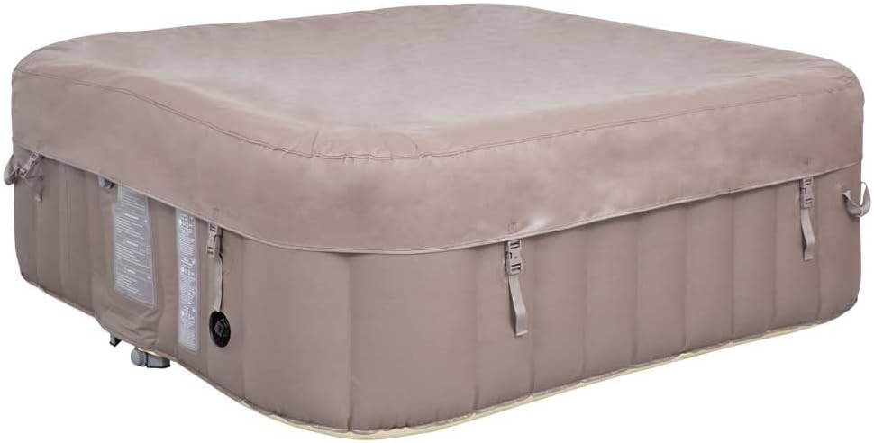 jardinito Spa hydromassage Gonflable Chauffant 4-6 Personnes 185 x 65 cm Pompe Super silencieuse intégrée, Marron