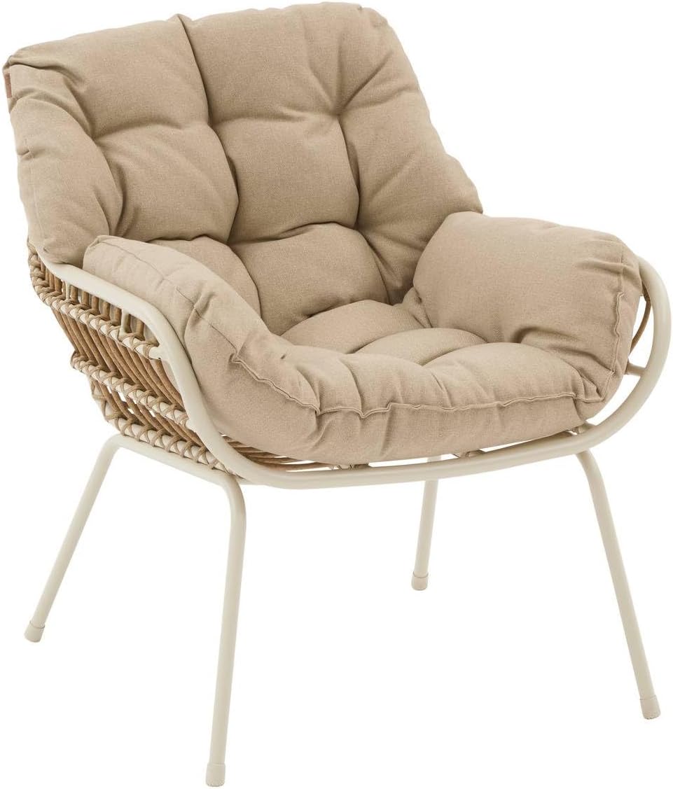 jardinito - Paopao Duo - Compact, résine tressée, coussins - Argile, acier anti-corrosion