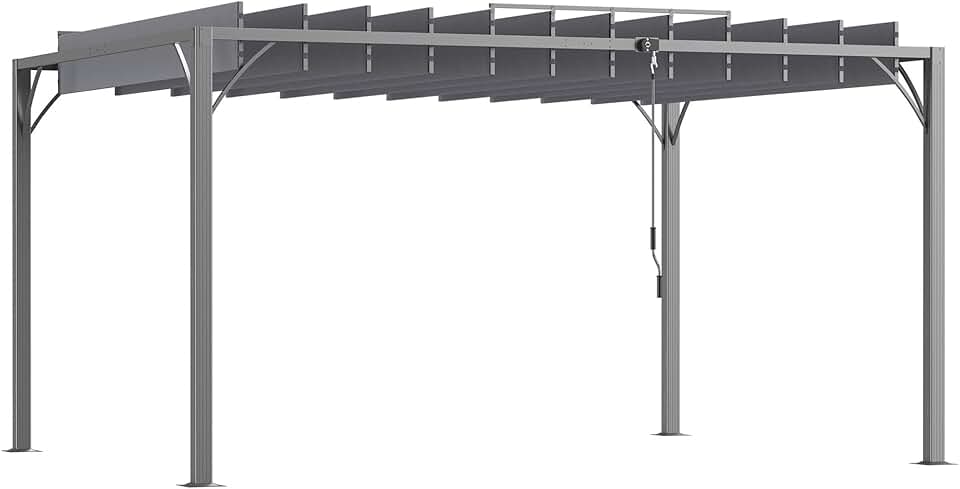 jardinito - Pergola bioclimatique 4x3 m - Lames orientables, structure aluminium, UV 50+ - Gris - TP12