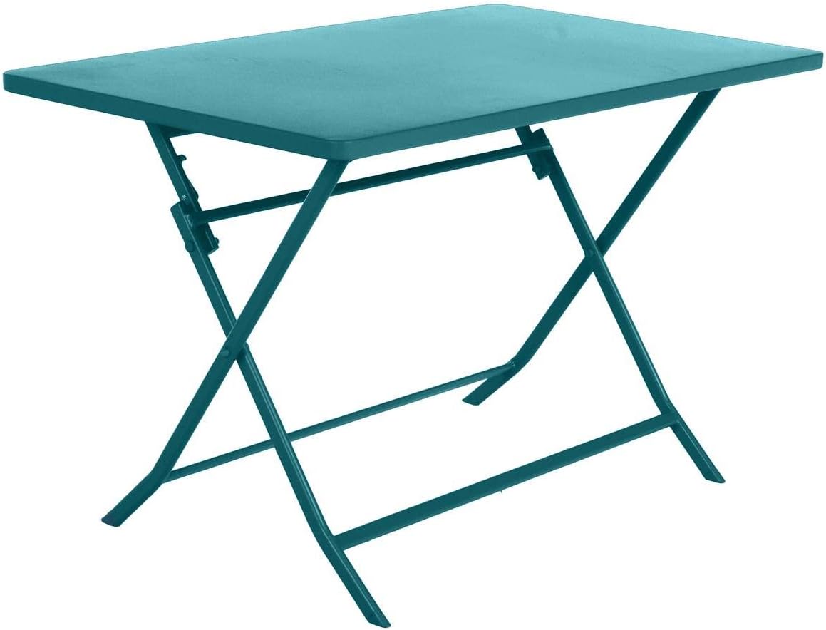 jardinito - Greensboro - 120x70cm - table pliante 4 places acier bleu