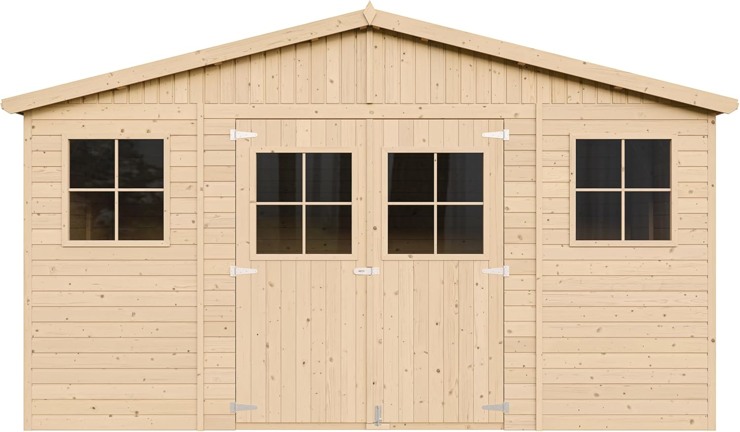 Abri de Jardin en Bois Exterieur avec Plancher IMPRÉGNÉ- Chalet en Pin/épicéa-H246x418x320 cm/12 m²- Construction de Panneaux - Rangement pour vélos, Remise à Outils- jardinito M331+M331G