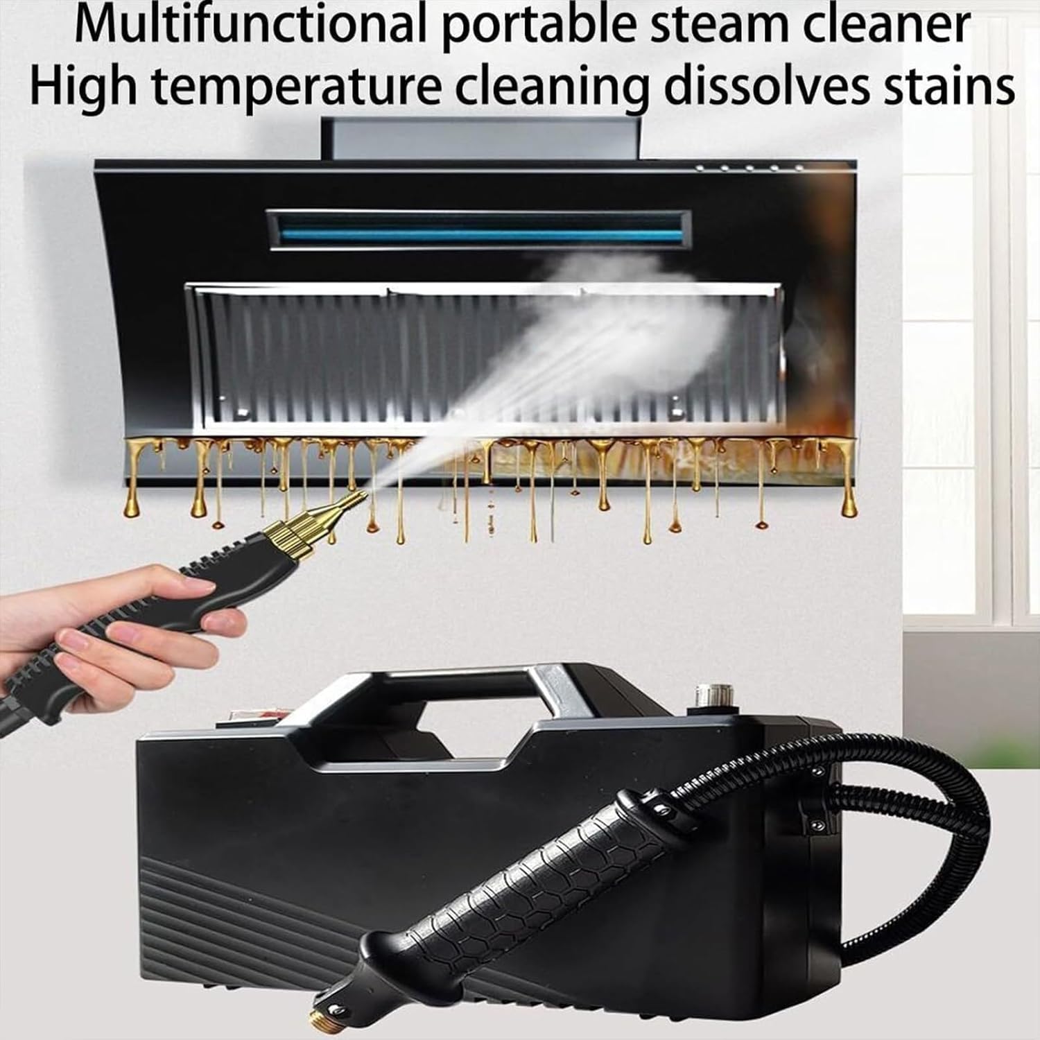 Nettoyeur vapeur haute pression - portable 3200W, 9,5 bars, chauffe rapide, 2 brosses, poignée réglable, 6 niveaux