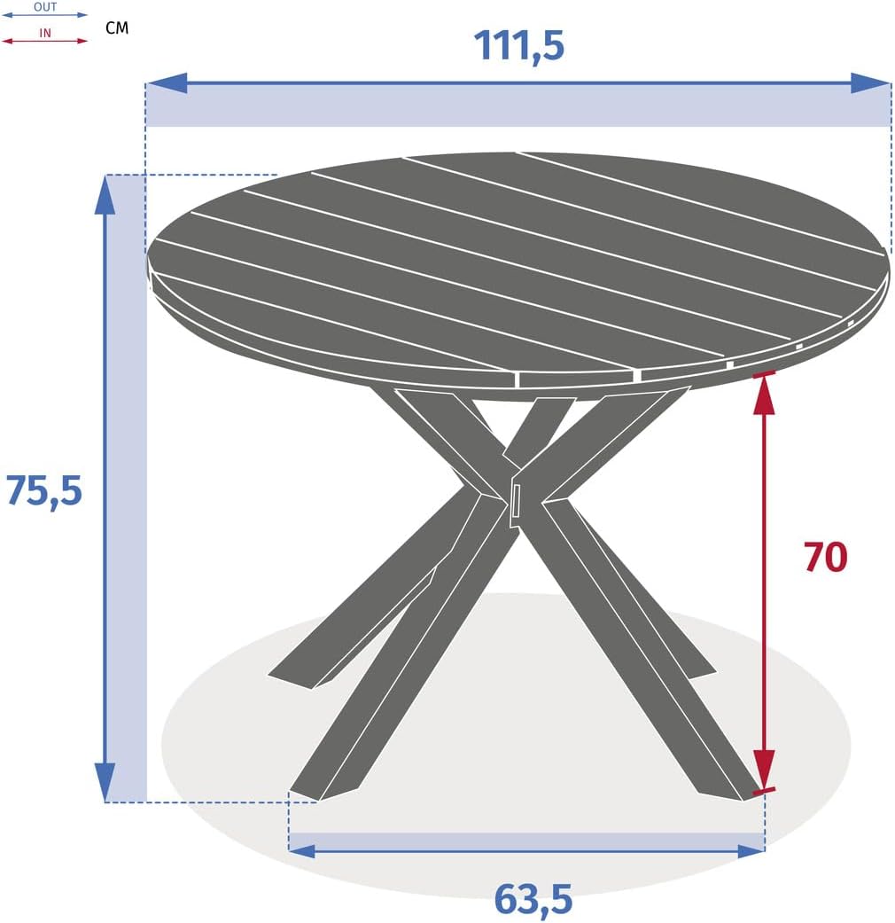 jardinito - Oriengo - 4 places, ronde, aluminium epoxy/acacia