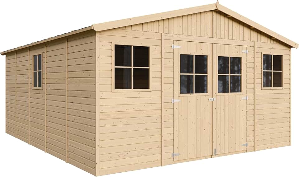 jardinito - Abri de jardin bois, 20m², fenêtres, rangement - M333