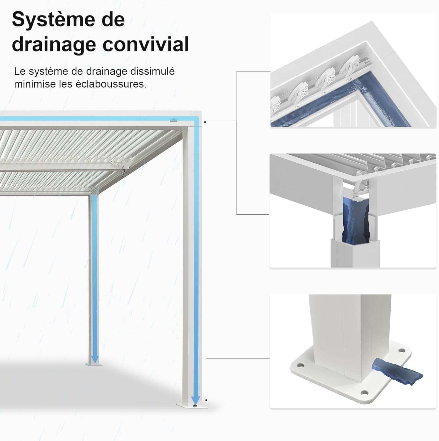 jardinito - pergola bioclimatique - 4,6x3,3 m - alu, lames orientables, éclairage intégré