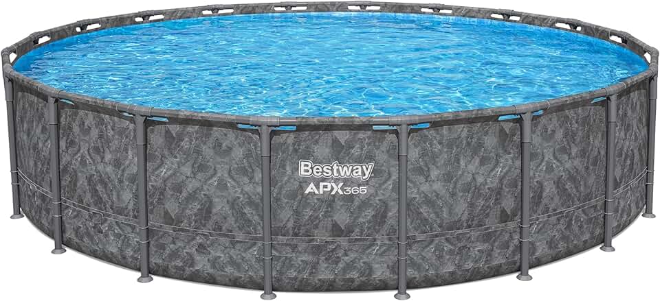 jardinito - Kit Piscine Hors Sol APX - ronde - 610x610x132 cm - gris foncé