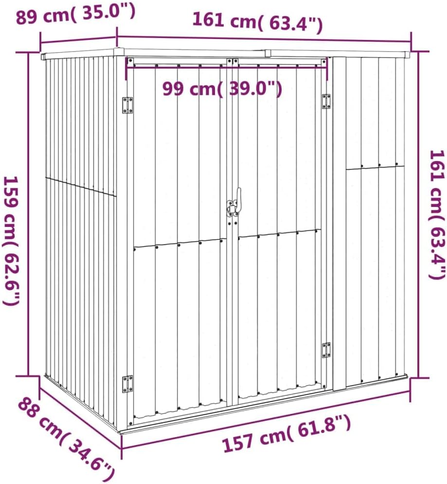 Abri à Outils de Jardin Anthracite 161x89x161cm Acier galvanisé, Maison & Jardin, Pelouses & Jardins, Vie en extérieur, Structures extérieures, Cabanes & abris de Jardin, Anthracite, (Poids 29.62KG)