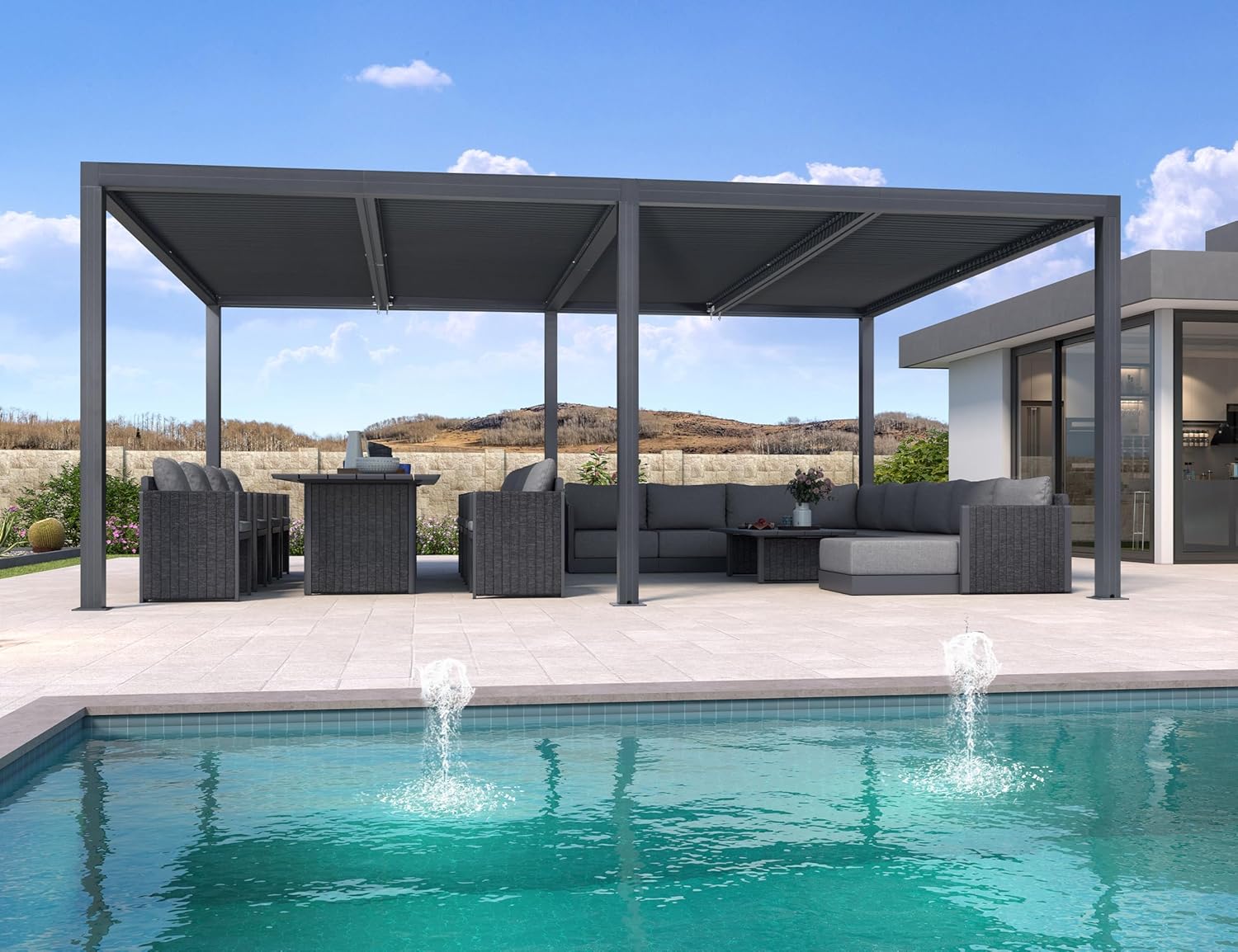 jardinito - pergola bioclimatique - 6x4,24m aluminium, lames indépendantes
