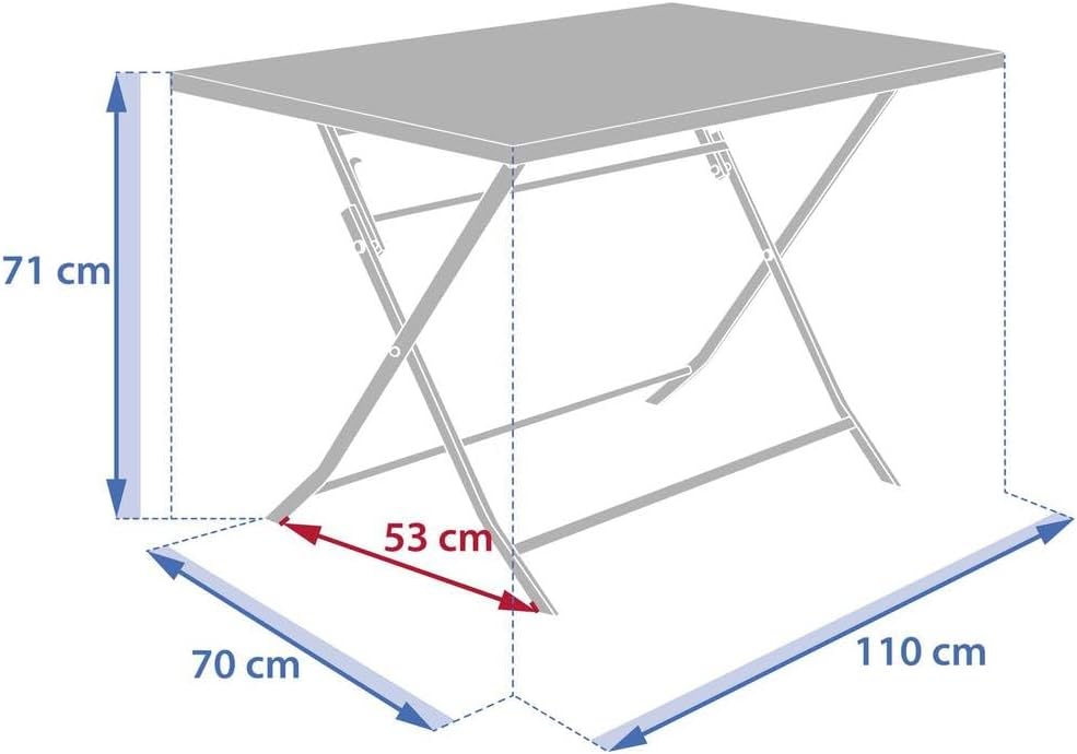 jardinito - Greensboro - 4 places - Table pliante rectangle acier antirouille