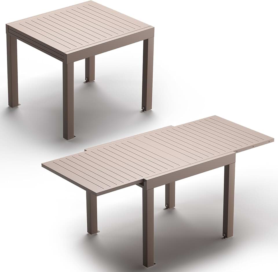 jardinito - Table extensible 163x80cm - aluminium, facile entretien, 6-10 pers.