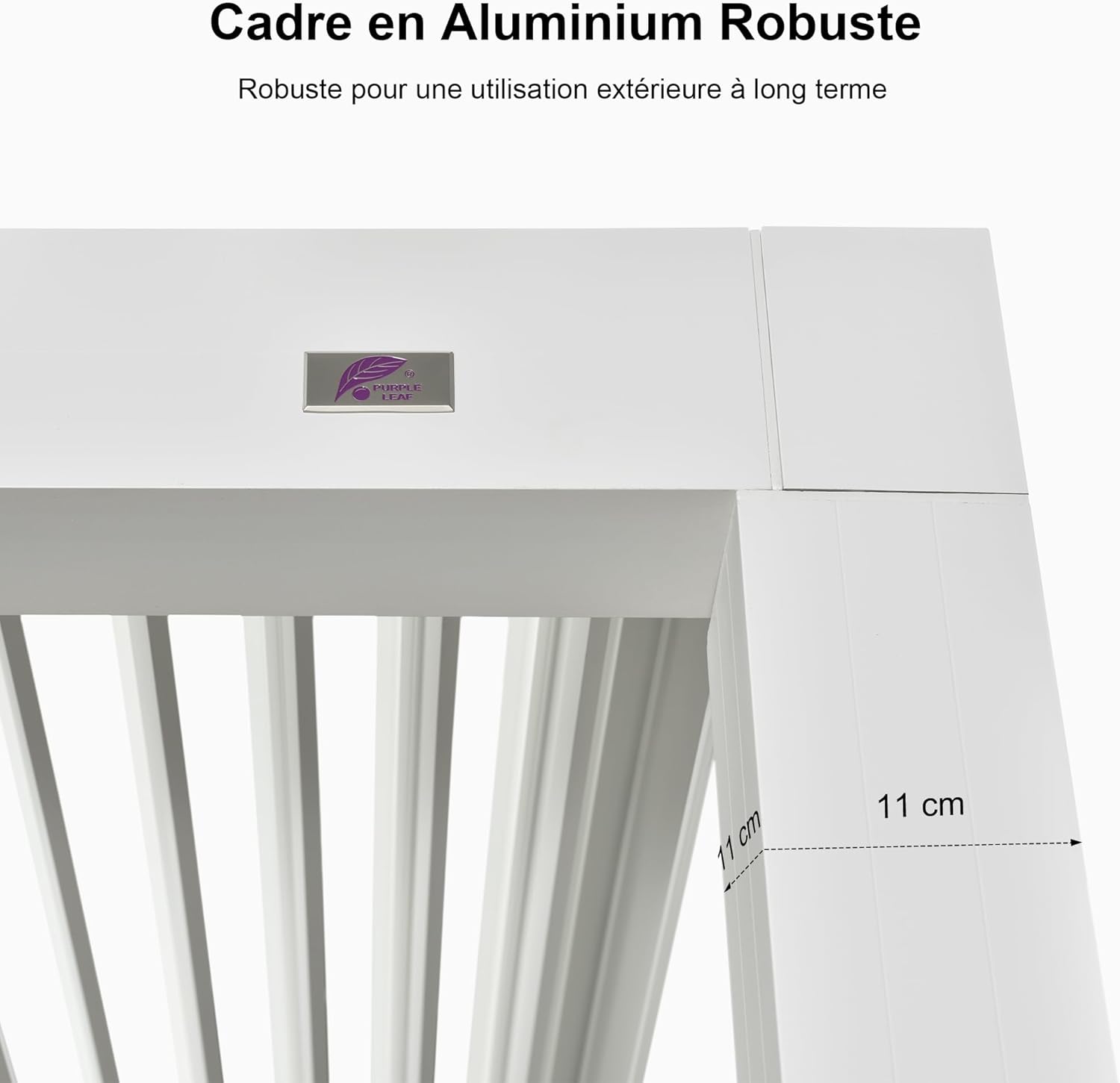 jardinito - Pergola bioclimatique 4,24x3m - alu, LED, gouttières, blanc