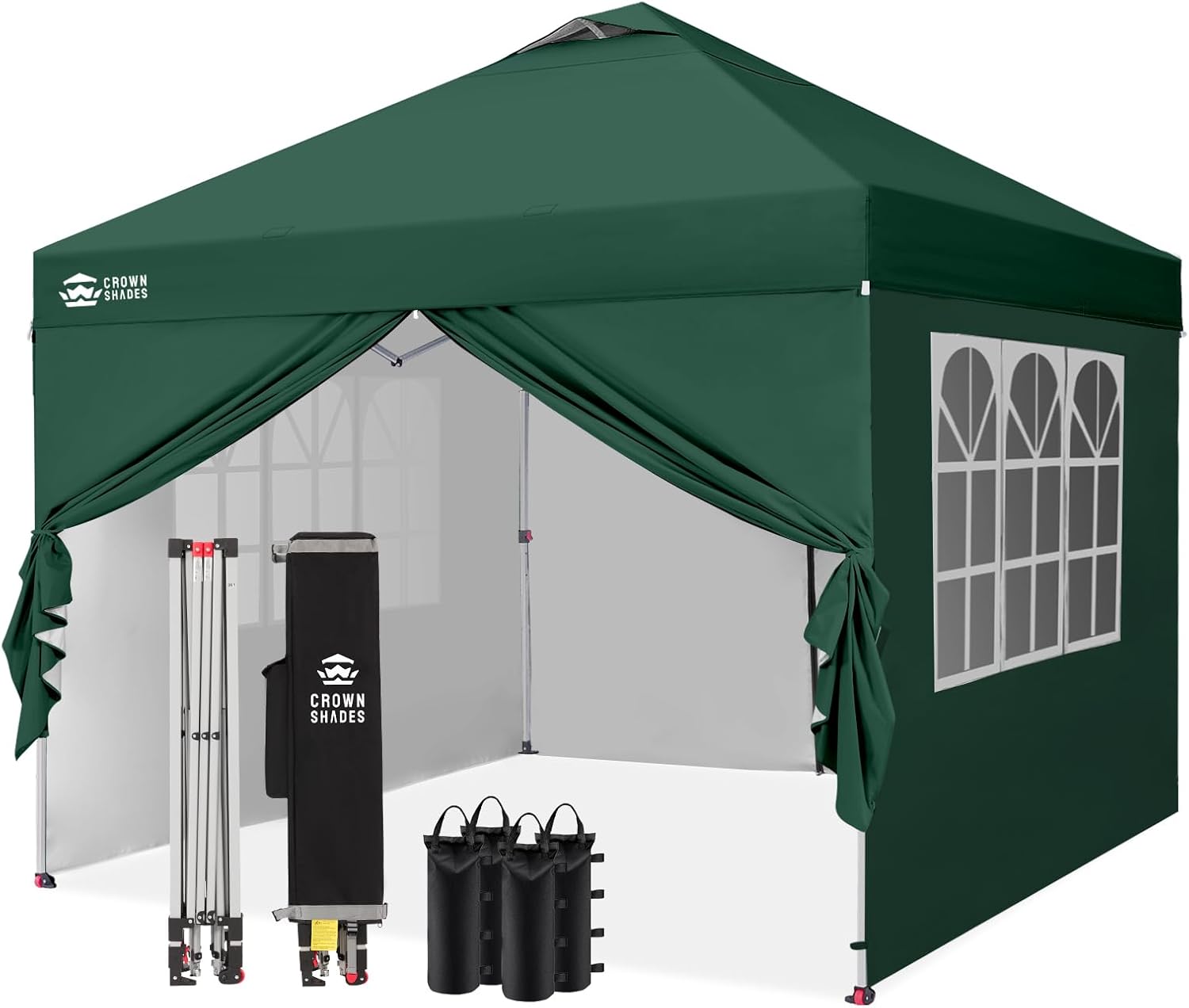 jardinito Tonnelle Pliante 3x3 Imperméable, Barnum Pliant de Jardin Exterieur, Pop-Up Gazebo avec Sac de Rangement, UPF 50+, avec 4 Parois Latérales Amovible, 4 Sac de Sable, Vert Forêt
