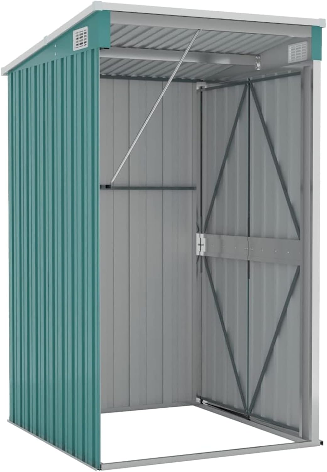 Abri de jardin mural en acier galvanisé vert 118 x 100 x 178 cm