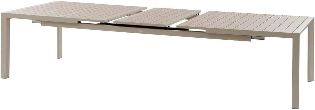 jardinito - Evasion Argile - table extensible 14 places - aluminium bois antirouille, rallonge