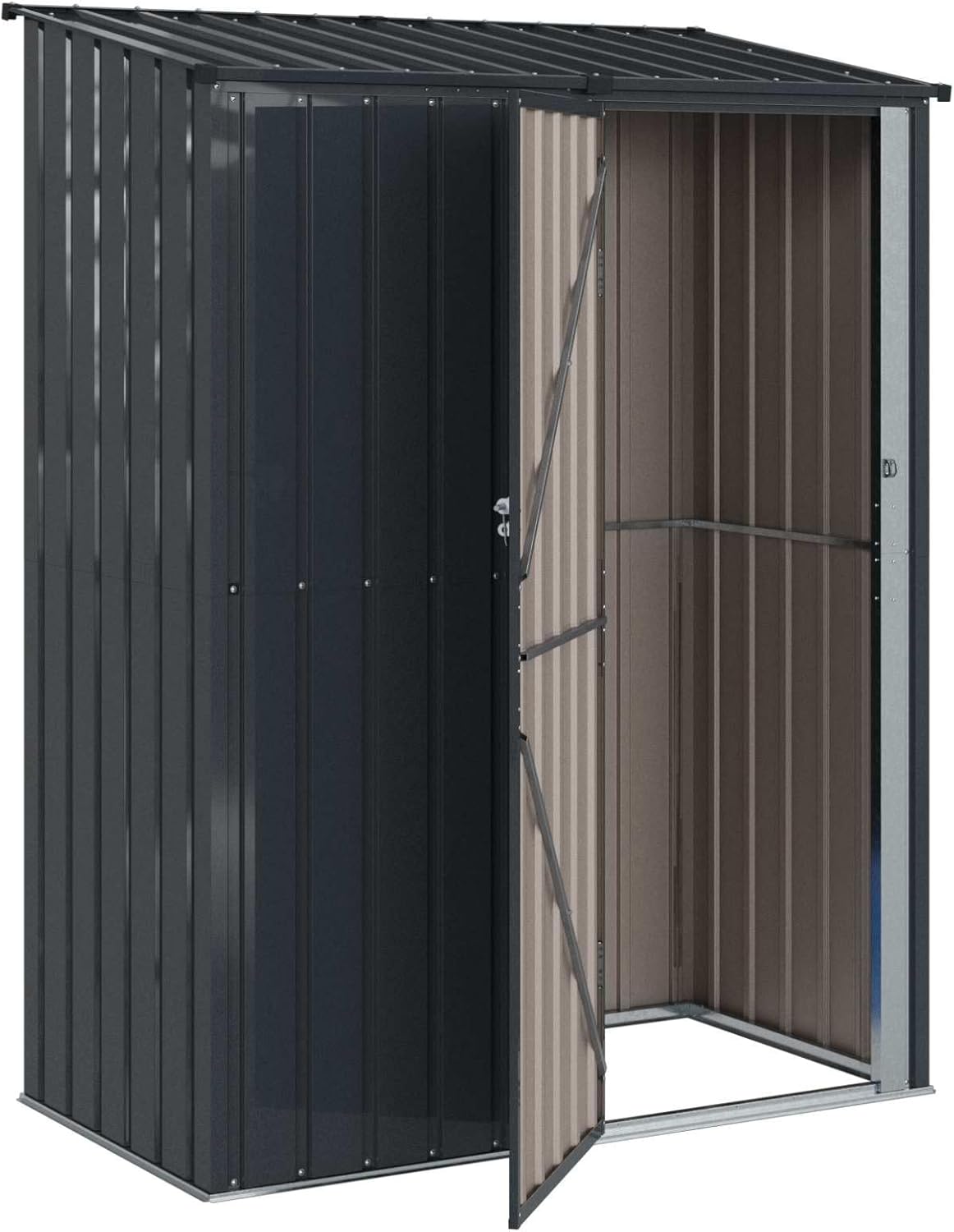 Abri de Jardin en Métal - armoire extérieure - 153,5x86x200cm - anthracite, robuste, rangement outils