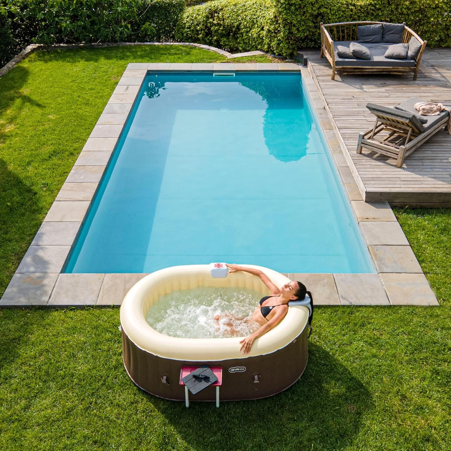jardinito - Bain à remous Ovale - 190x120x65 cm - Pompe 30 W, 550 L