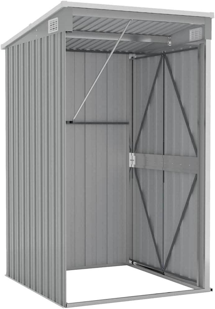 jardinito Remise de Jardin Murale Gris 118x100x178 cm Acier galvanisé,Structures extérieures, Cabanes & abris de Jardin,316218
