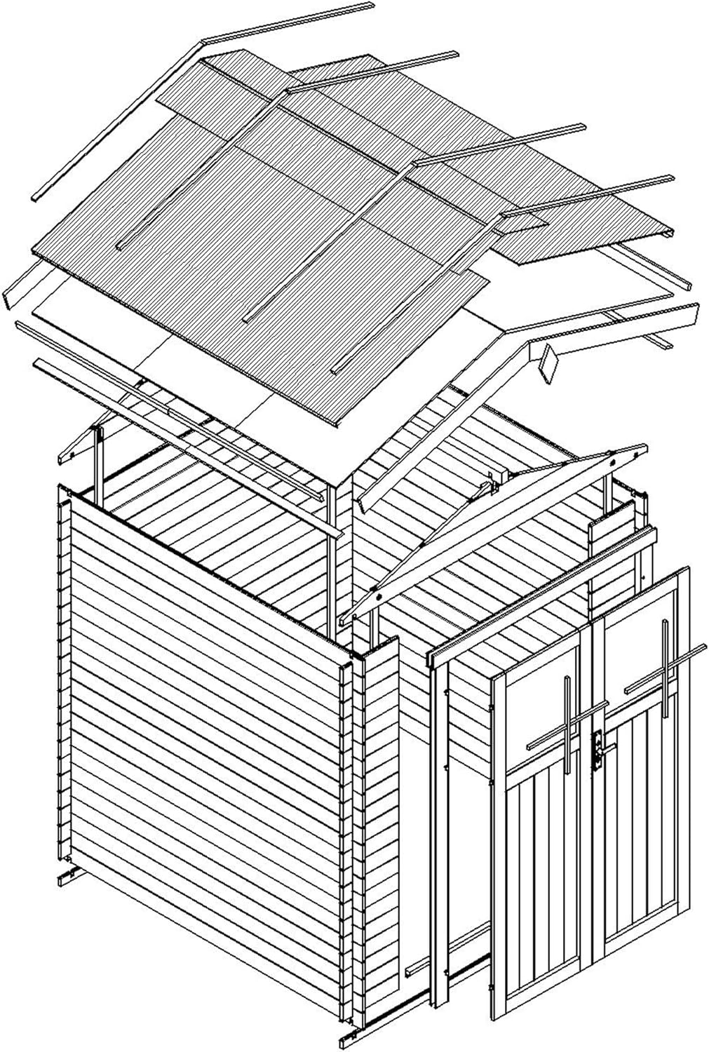 Abri de Jardin en Bois - Stockage extérieur I196xL136xH218 cm/ 1.98 m2 Petit abri à Outils, Local à vélos - jardinito M367F